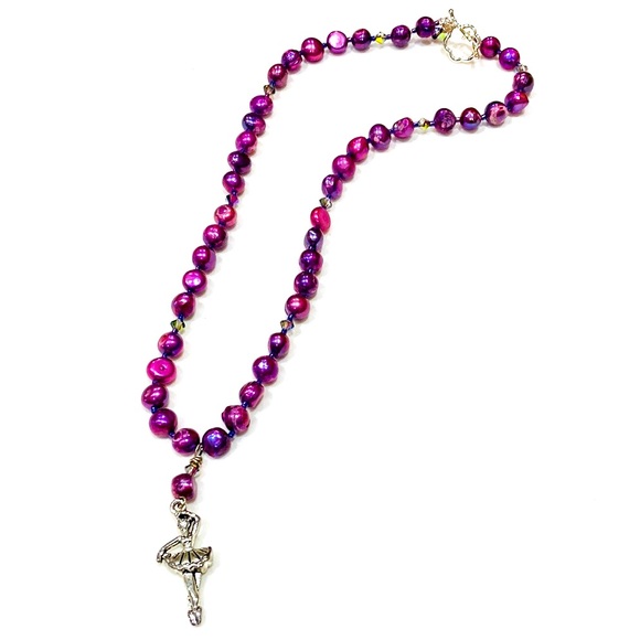 Handmade Ballerina in Purple Christmas Nutcracker Ballet Necklace - Picture 1 of 6